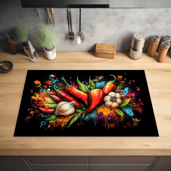 KitchenYeah Induktionsskydd 80x52cm - Skyddsmatta Kokplatta - Induktionsplatta Täckmatta - Dekoration Kökstillbehör - Kryddexplosion