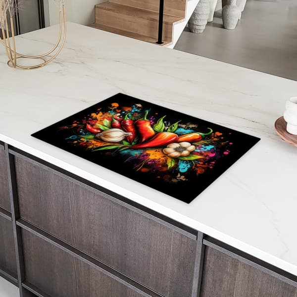 KitchenYeah Induktionsskydd 80x52cm - Skyddsmatta Kokplatta - Induktionsplatta Täckmatta - Dekoration Kökstillbehör - Kryddexplosion