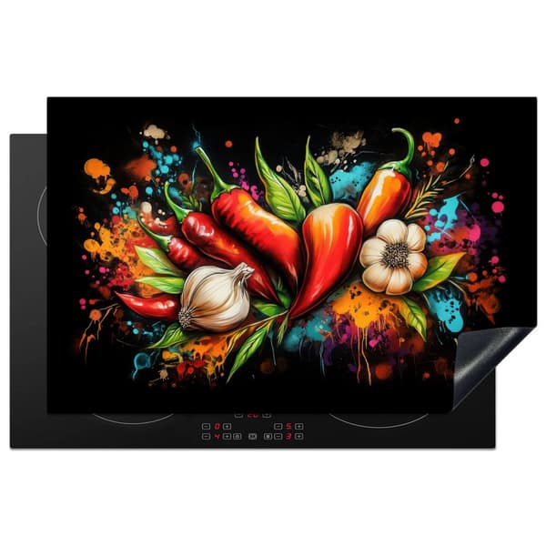KitchenYeah Induktionsskydd 80x52cm - Skyddsmatta Kokplatta - Induktionsplatta Täckmatta - Dekoration Kökstillbehör - Kryddexplosion