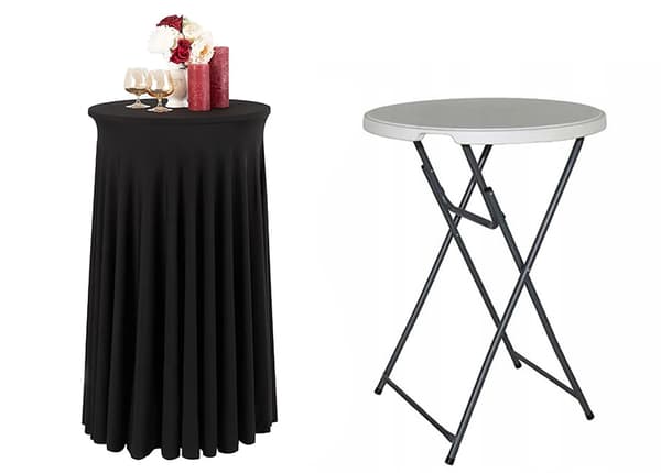 DUKSÖVERDRAG MED SOCKEL, VENTILER för COCKTAILBAR-BORD 80 cm SVART