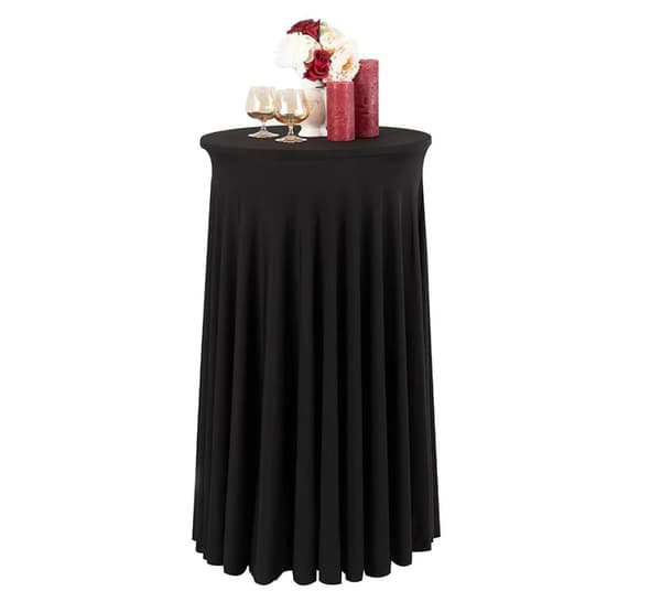 DUKSÖVERDRAG MED SOCKEL, VENTILER för COCKTAILBAR-BORD 80 cm SVART