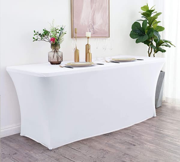 KLÄDDE till cateringbord 180x76 cm HEL utan rosett VIT