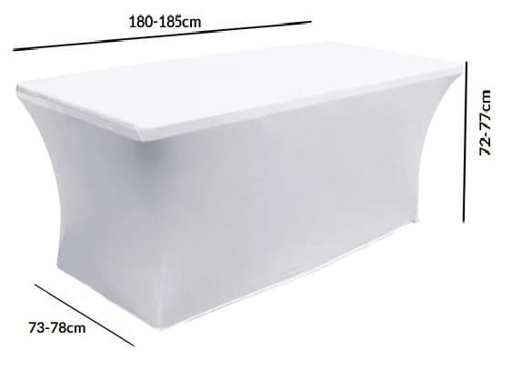 KLÄDDE till cateringbord 180x76 cm HEL utan rosett VIT