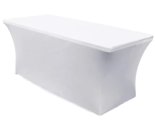 KLÄDDE till cateringbord 180x76 cm HEL utan rosett VIT
