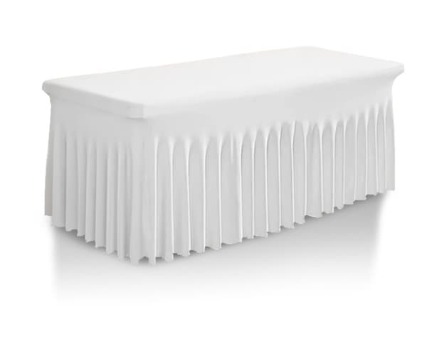 Tarjoilupöydän päällinen, valkoinen jalkalista, röyhelö, 180x76 cm