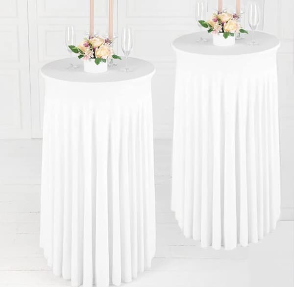 DUKSÖVERDRAG MED SOCKEL, VENTILER för COCKTAILBAR-BORD 80 cm VIT