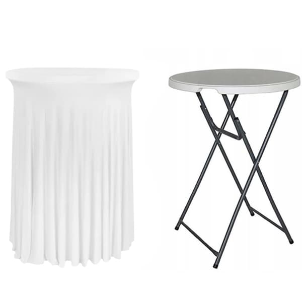DUKSÖVERDRAG MED SOCKEL, VENTILER för COCKTAILBAR-BORD 80 cm VIT