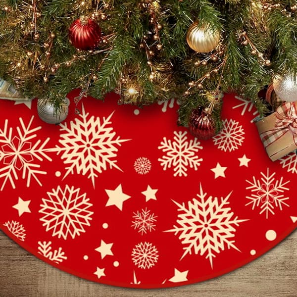 Julmatta i RÖD färg med SNÖFLINGOR-motiv