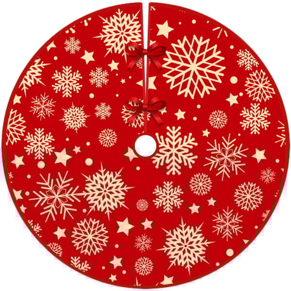 Julmatta i RÖD färg med SNÖFLINGOR-motiv
