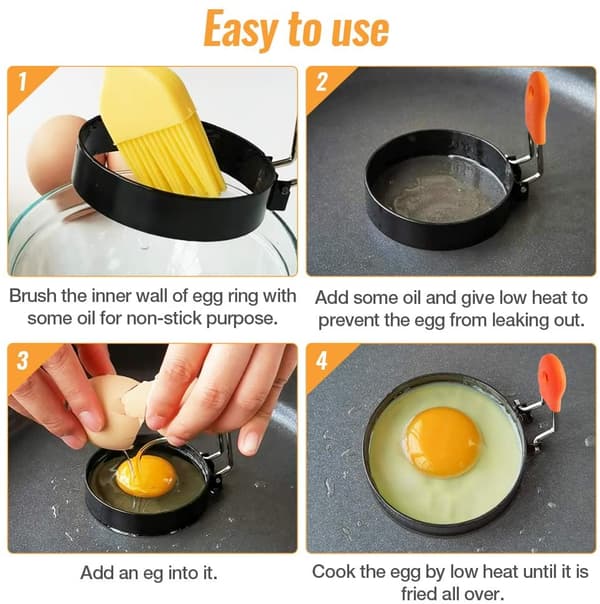 INF Ægge-ring & Omelet form 4-pak Rustfrit stål / Silikone