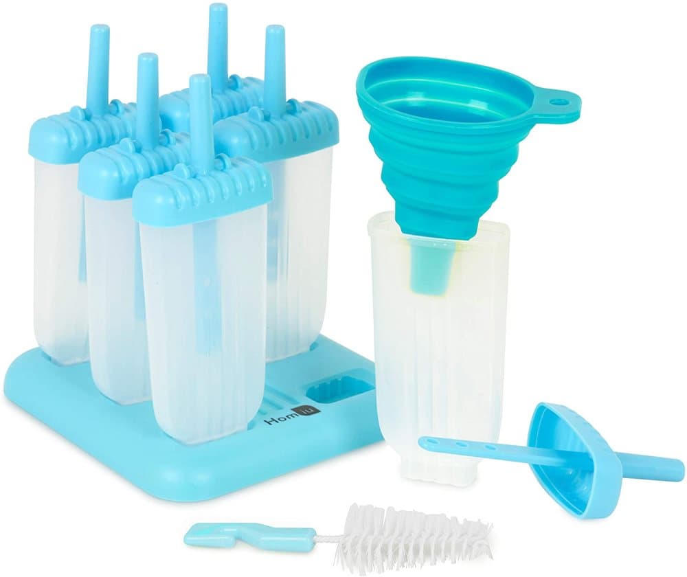 Homiu Popsicle Formar Sex non-stick lätt att rengöra Inkluderar droppbricka Barn, Diskmaskin Frys Säker (blå)