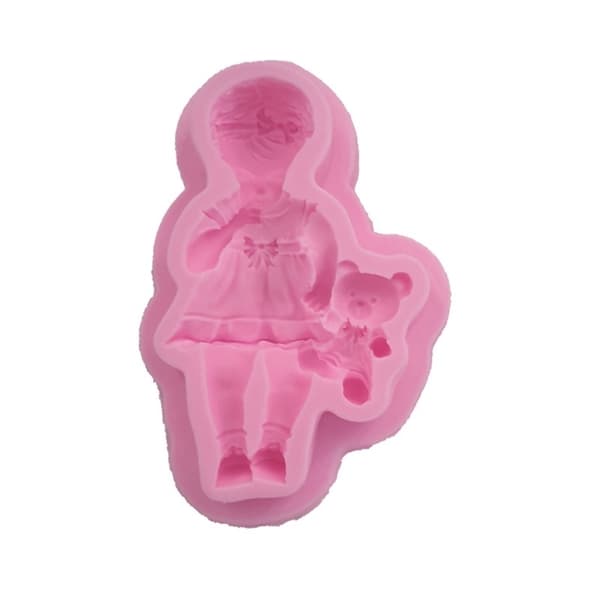 Baby Girl Bebis Flicka Nalle Silikonform Babyshower Dop