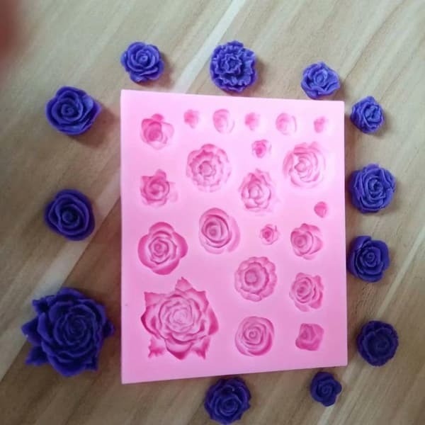 Rosor 21st Blommor Silikonform Gjutform Bakform Choklad