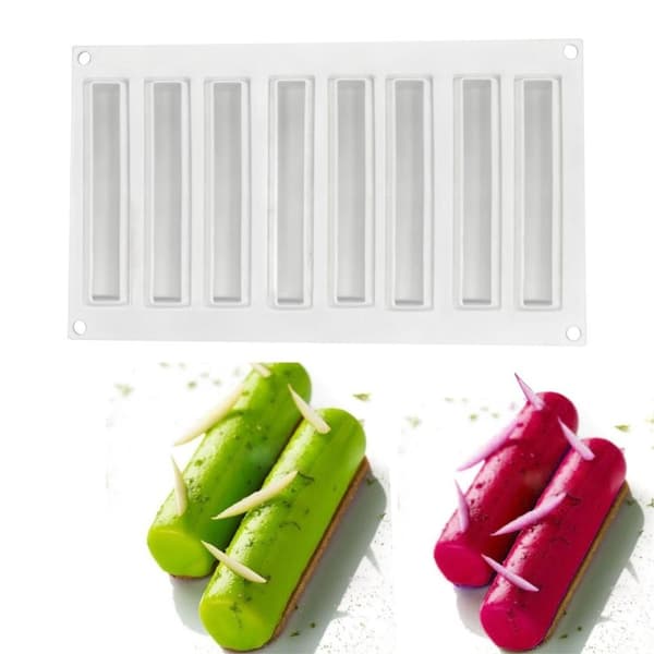 Avlånga Eclair Cylinder 8st Silikonform Mousseform Pralinform