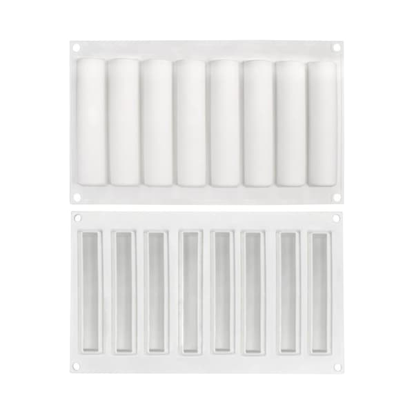 Avlånga Eclair Cylinder 8st Silikonform Mousseform Pralinform