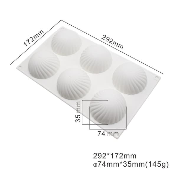 6 Spiral Halvklot Silikonform Semisfär Mousseform Pralinform Dome