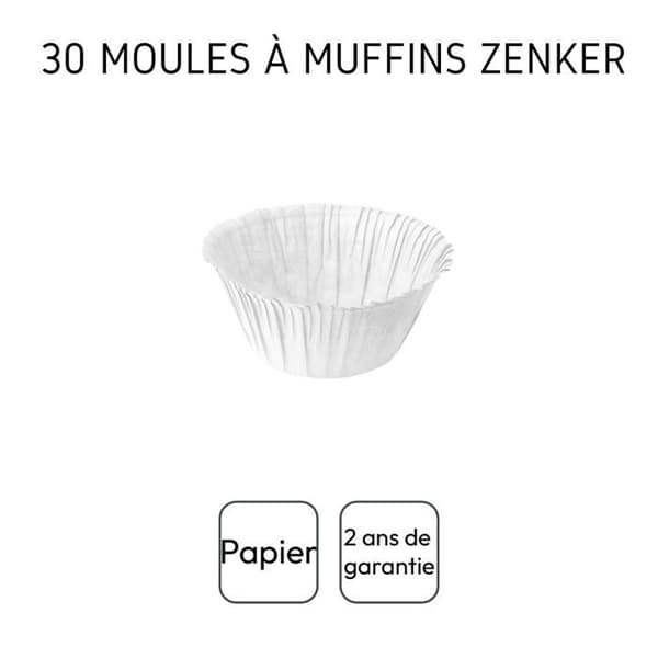 Muffinsformar - Zenker - 43954 - Vitt papper - Förpackning om 30 - Diameter 5 cm