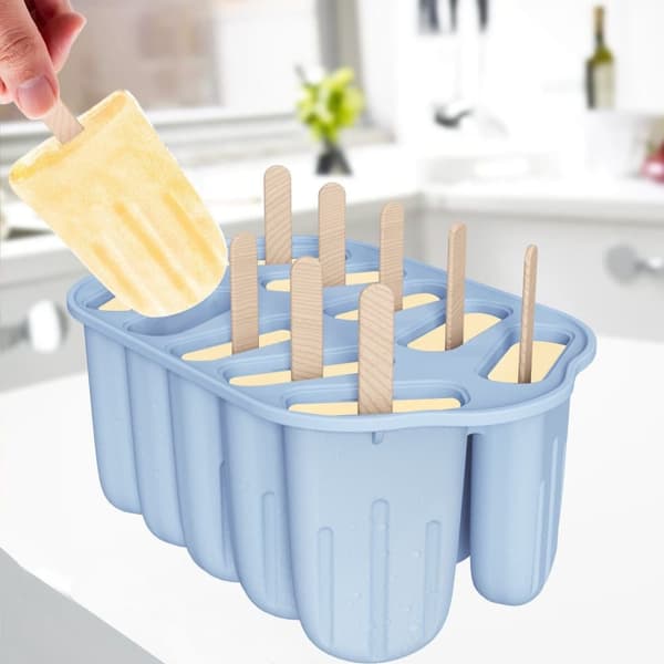 Lollanda 10-pack isglassformar i livsmedelsgodkänd silikon – säker, hållbar och lätt att ta ur, passar barn och vuxna