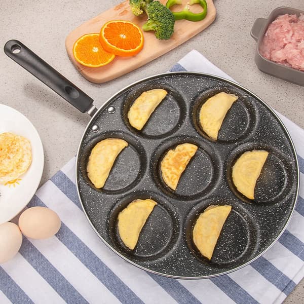 7 hullers stegepande non stick stegt æg madlavningspande burger form husholdning køkken køkkengrej