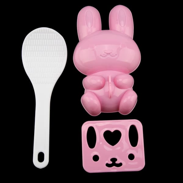 3st Livsmedelskvalitet PP Tecknad Kanin Modell Sushi Risform DIY Hantverk Onigiri Make Tool (Rosa)