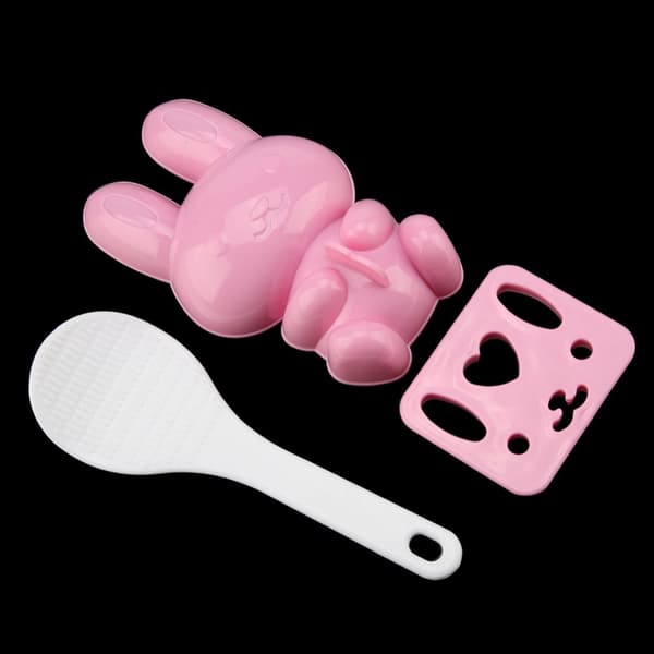 3st Livsmedelskvalitet PP Tecknad Kanin Modell Sushi Risform DIY Hantverk Onigiri Make Tool (Rosa)