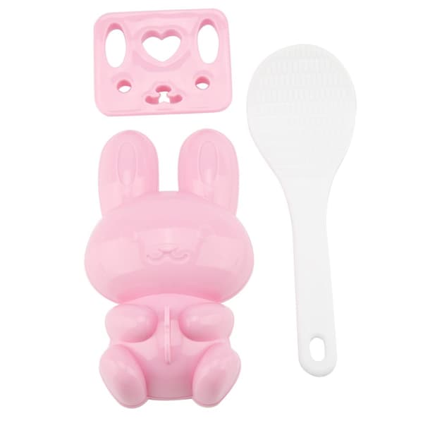 3st Livsmedelskvalitet PP Tecknad Kanin Modell Sushi Risform DIY Hantverk Onigiri Make Tool (Rosa)