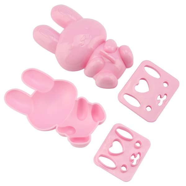 3st Livsmedelskvalitet PP Tecknad Kanin Modell Sushi Risform DIY Hantverk Onigiri Make Tool (Rosa)