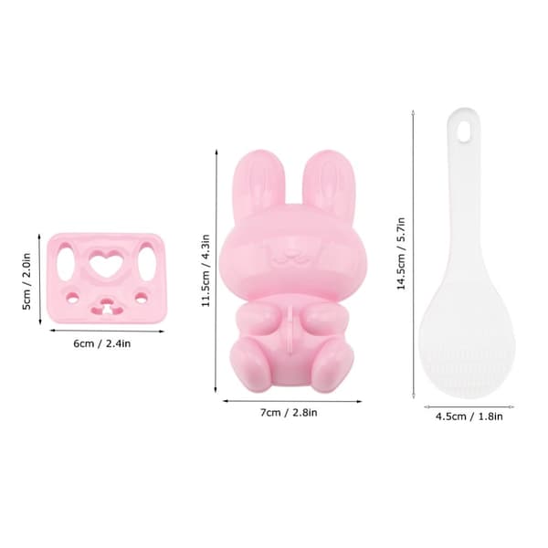 3st Livsmedelskvalitet PP Tecknad Kanin Modell Sushi Risform DIY Hantverk Onigiri Make Tool (Rosa)