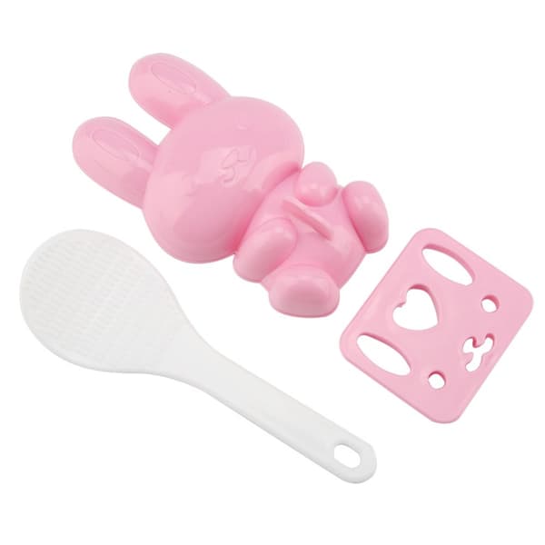3st Livsmedelskvalitet PP Tecknad Kanin Modell Sushi Risform DIY Hantverk Onigiri Make Tool (Rosa)