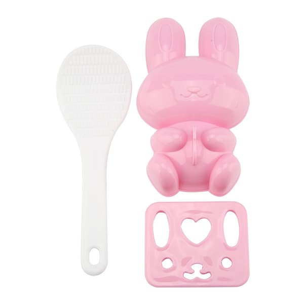 3st Livsmedelskvalitet PP Tecknad Kanin Modell Sushi Risform DIY Hantverk Onigiri Make Tool (Rosa)