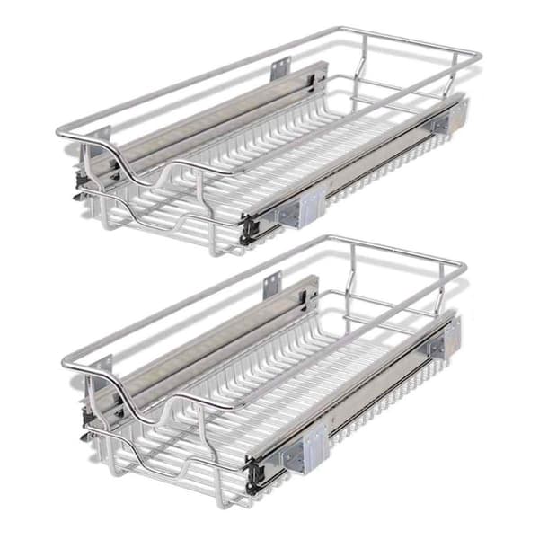 vidaXL Utdragbara trådkorgar 2 st silver 300 mm
