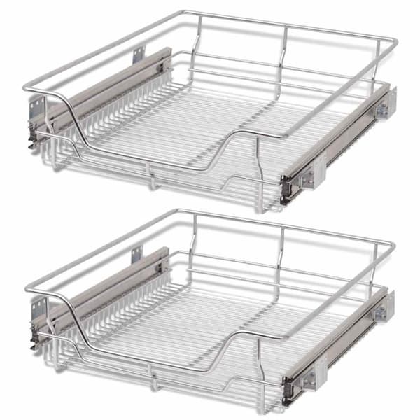 vidaXL Ulosvedettävä ritilälaatikot 2 kpl 500 mm hopea