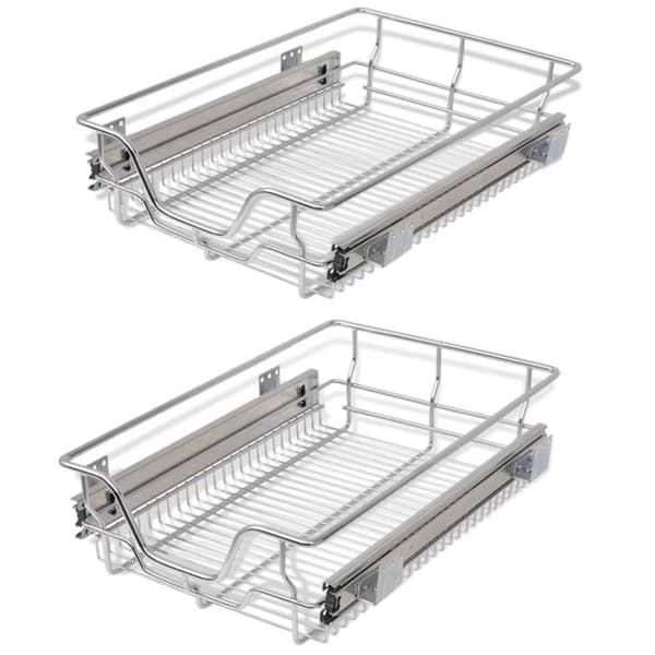 vidaXL Ulosvedettävät ritilälaatikot 2 kpl 400 mm hopea