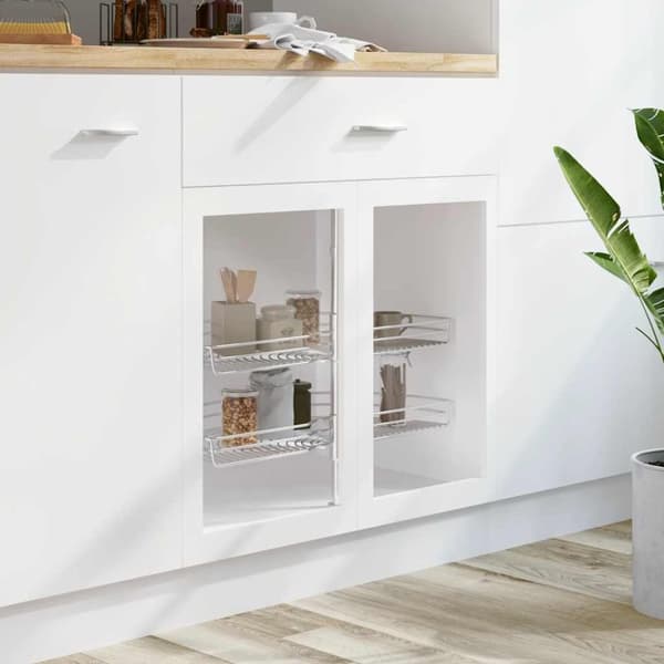 vidaXL køkkenkurv i trådnet 2 niveauer 180grader 75x38x80cm sølvfarvet