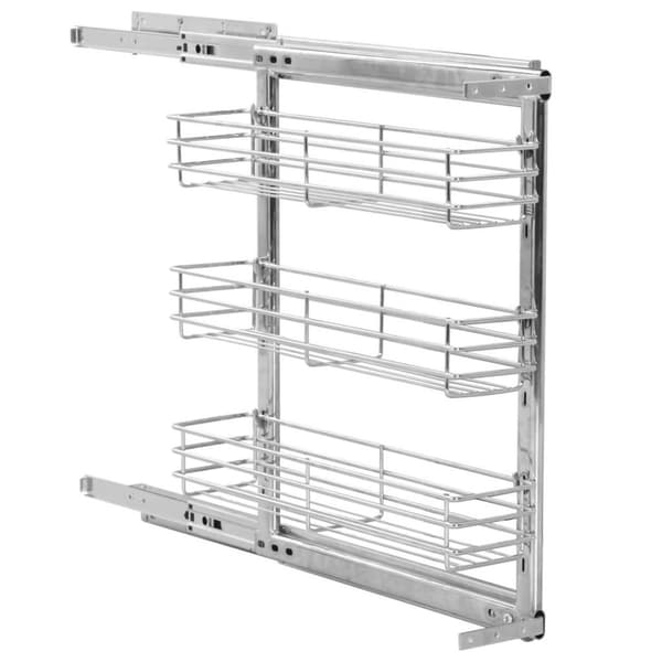 vidaXL Utdragbar inredning köksskåp 3 hyllor silver 47x15,5x55,5 cm