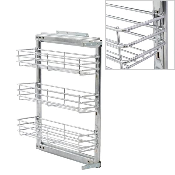 vidaXL Utdragbar inredning köksskåp 3 hyllor silver 47x15,5x55,5 cm