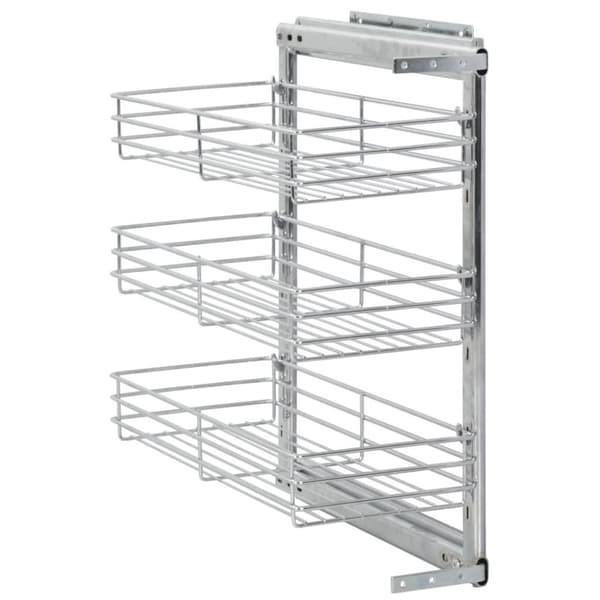 vidaXL Utdragbar inredning köksskåp 3 hyllor silver 47x25x56 cm