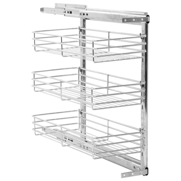 vidaXL Utdragbar inredning köksskåp 3 hyllor silver 47x25x56 cm