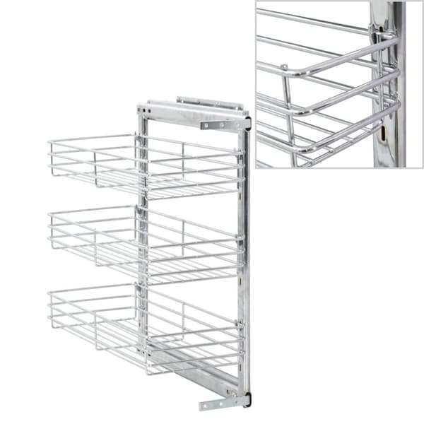 vidaXL Utdragbar inredning köksskåp 3 hyllor silver 47x25x56 cm