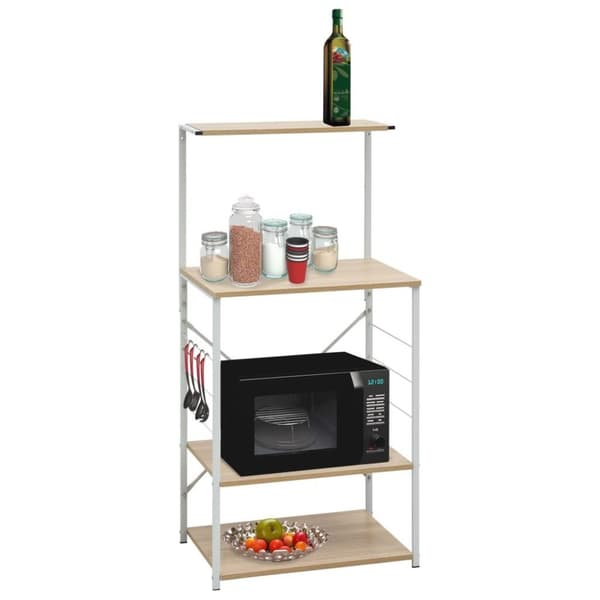 vidaXL Hylla för mikrovågsugn vit&ek 60x39,6x123 cm konstruerat trä