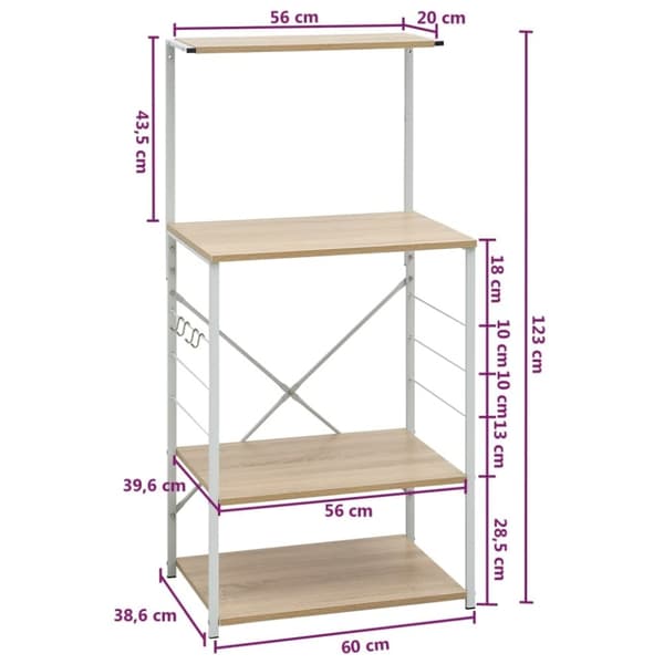 vidaXL Hylla för mikrovågsugn vit&ek 60x39,6x123 cm konstruerat trä
