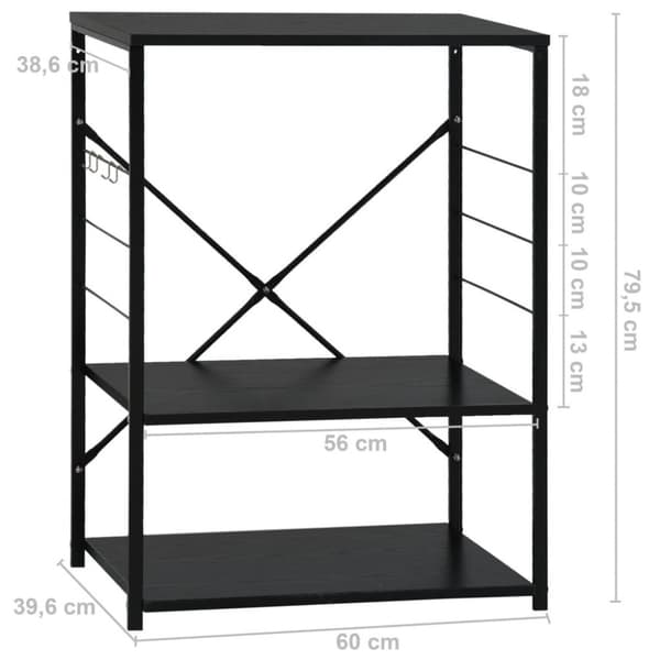 vidaXL Hylle til mikrobølgeovn svart 60x39,6x79,5 cm konstruert tre