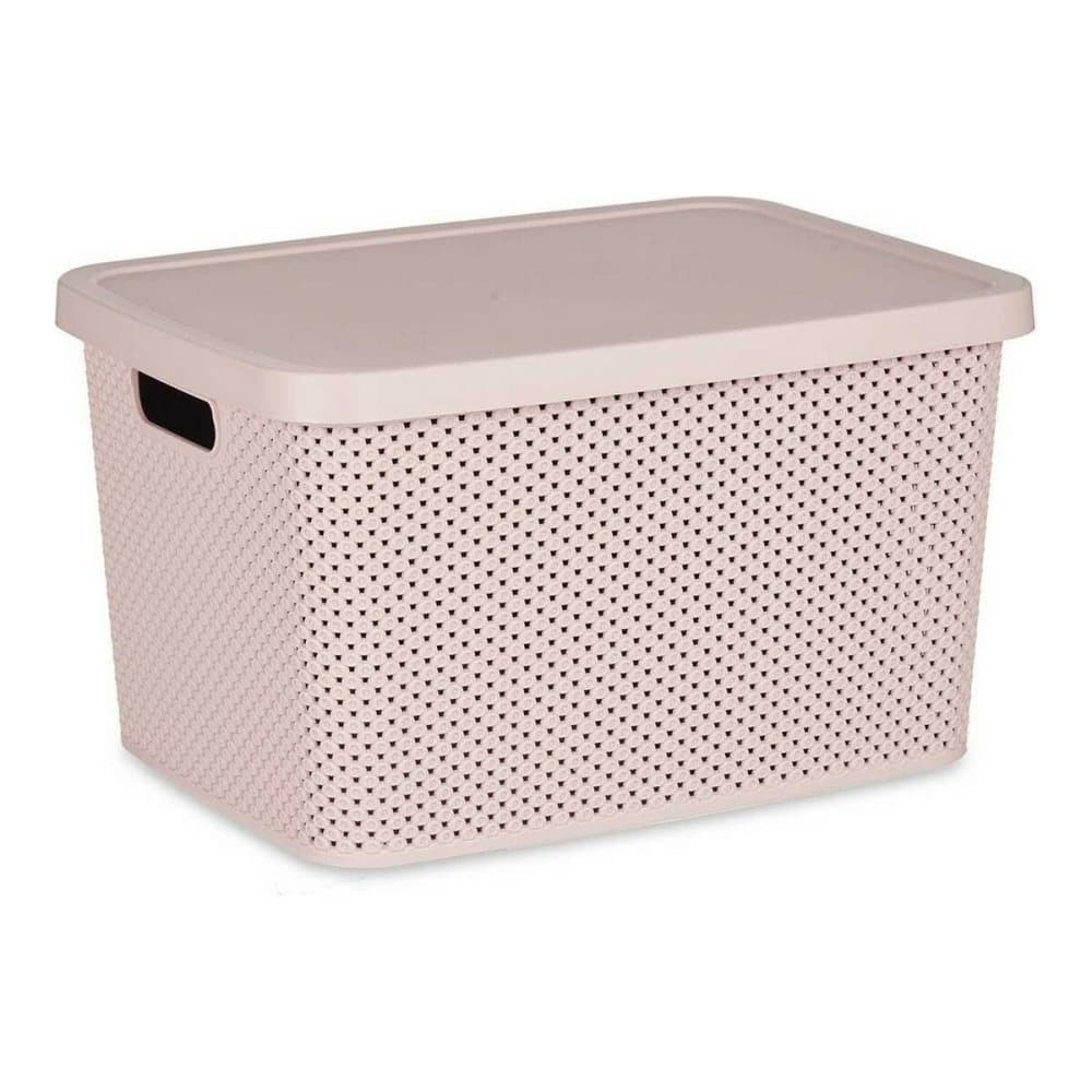 Förvaringslåda med lock Rosa Plast (28 x 22,5 x 39 cm)