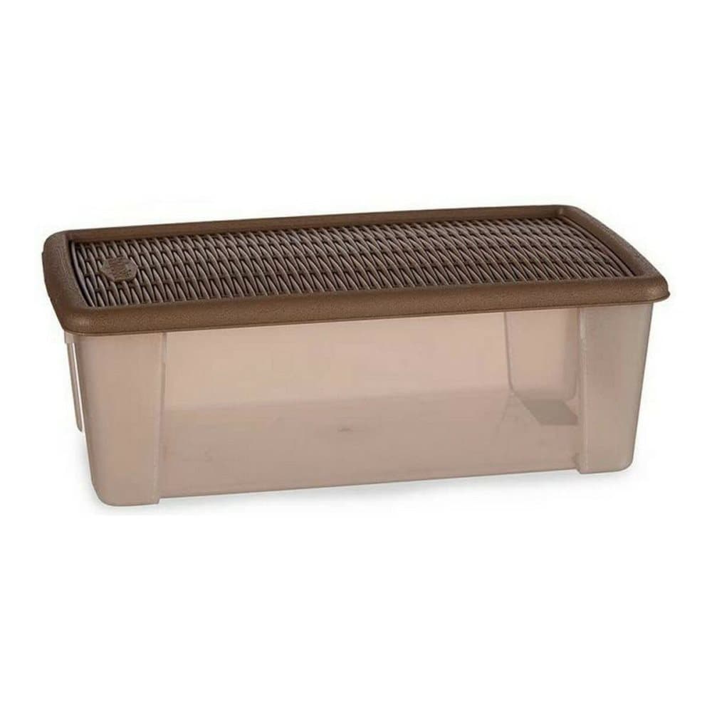 Låda med lock Elegance Beige Plast (19,5 x 11,5 x 33 cm)