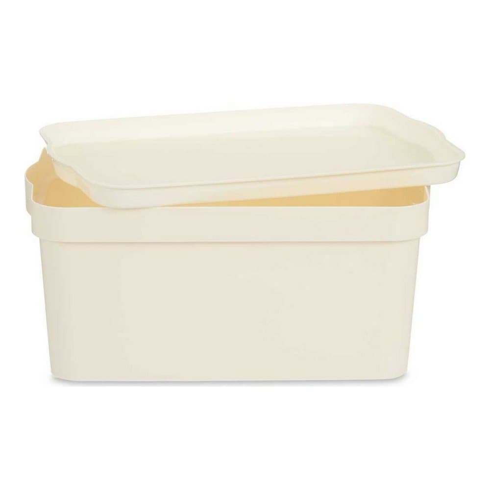 Förvaringslåda med lock Kräm Plast (21,5 x 14,5 x 32 cm)