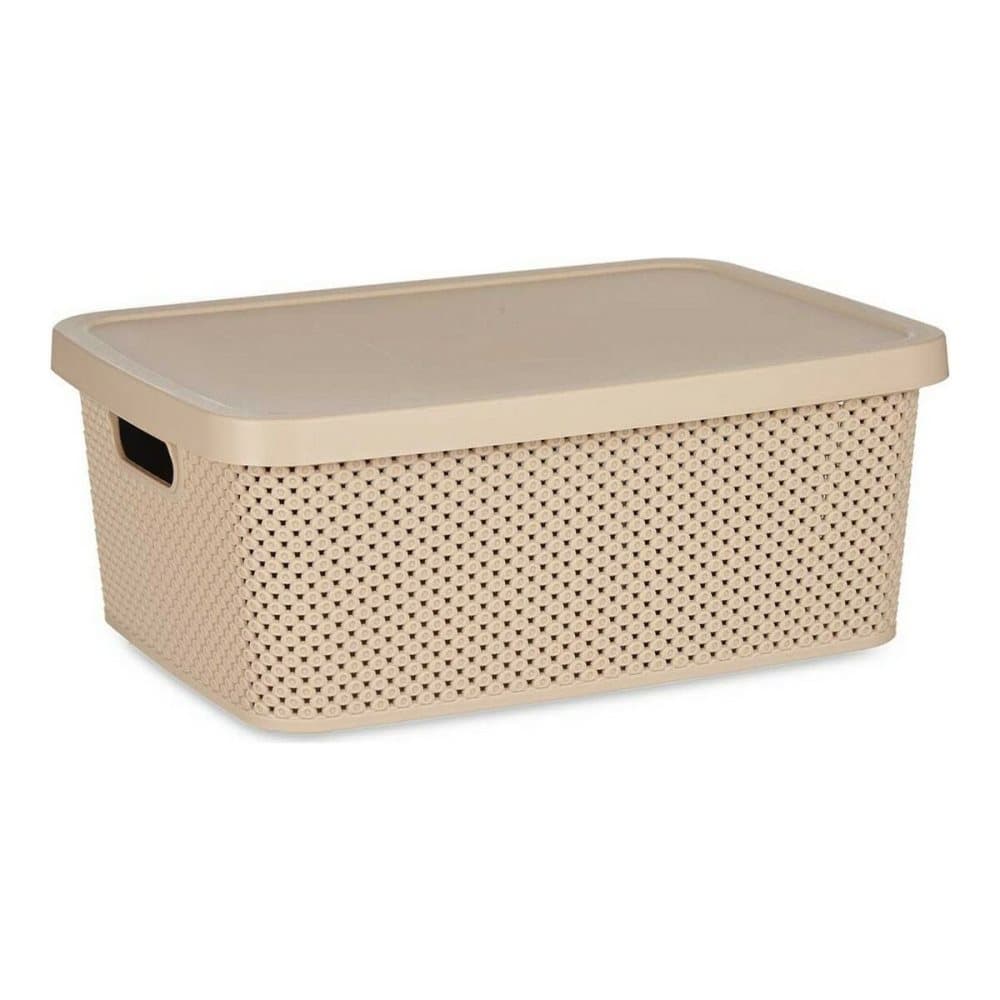 Förvaringslåda med lock Beige Plast (28 x 15 x 39 cm)