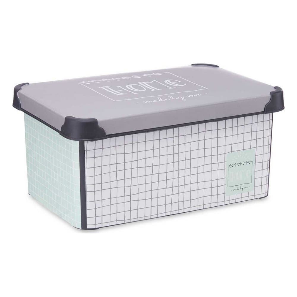 Förvaringslåda med lock Home Grå Plast (22,7 x 16,5 x 34,5 cm)