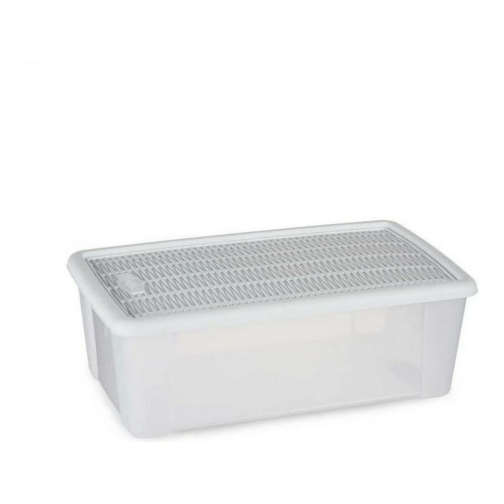 Låda med lock Elegance Vit Plast (19,5 x 11,5 x 33 cm)