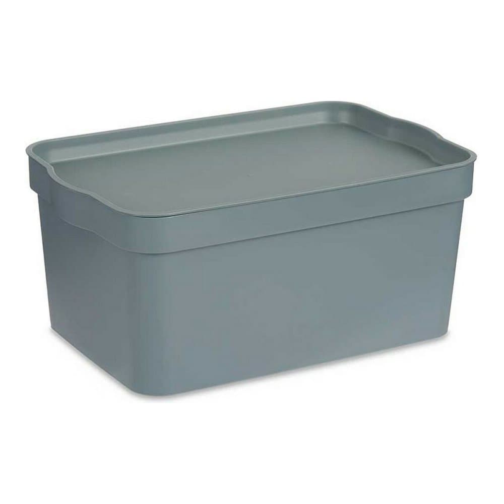 Förvaringslåda med lock Grå Plast (21 x 14,2 x 32 cm)