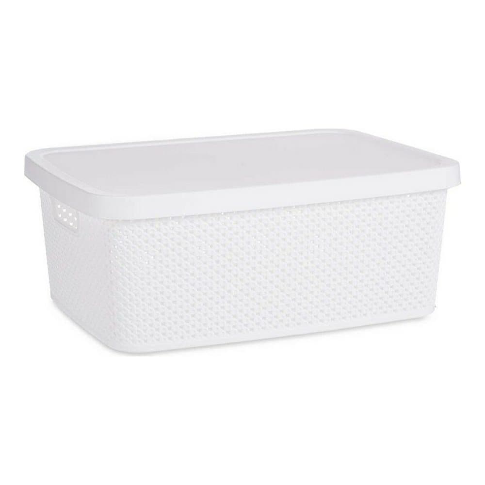 Förvaringslåda med lock Vit Plast (28 x 15 x 39 cm)